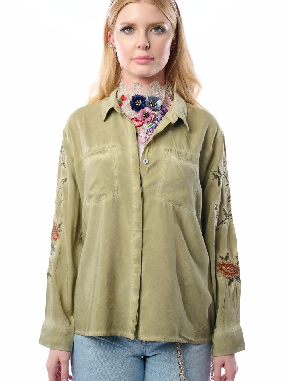 Aratta Kate Shirt In Olive NWT size xl